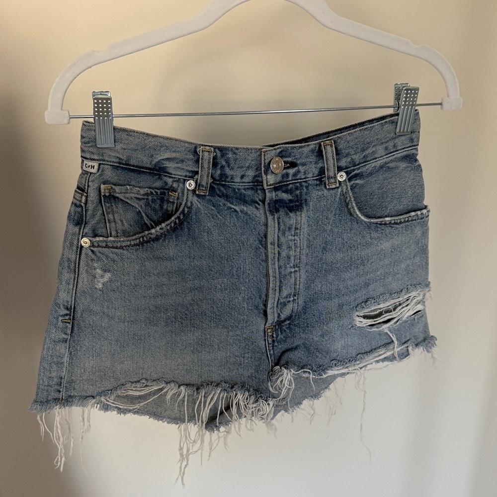 Citizens Of Humanity Blue Distressed Jean Shorts